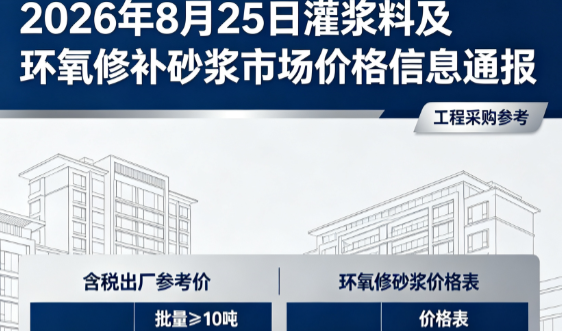 襄垣2026年8月25日灌浆料及环氧修补砂浆市场价格信息通报